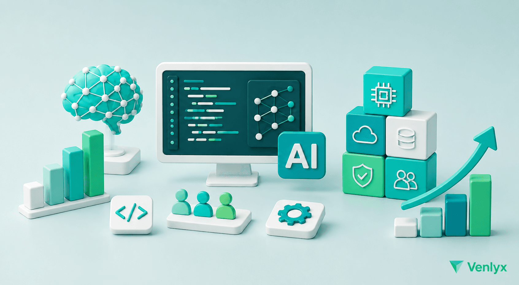 IA do Venlyx analisando dados de negócios em tempo real